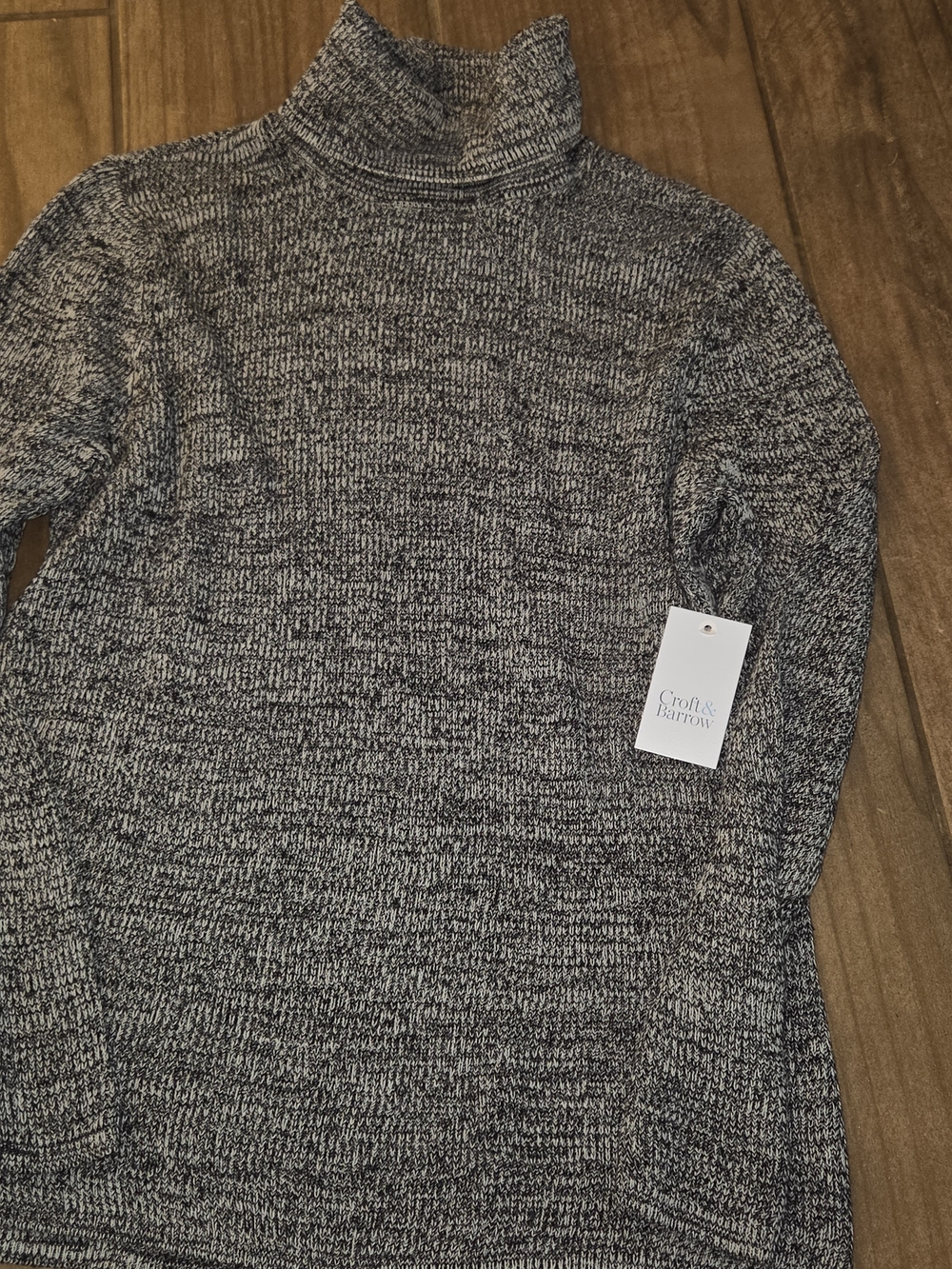 croft & barrow Black & White Marled Turtleneck Sweater
